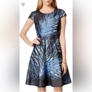 Tahari ASL size 10 dress, botanical print with flared skirt